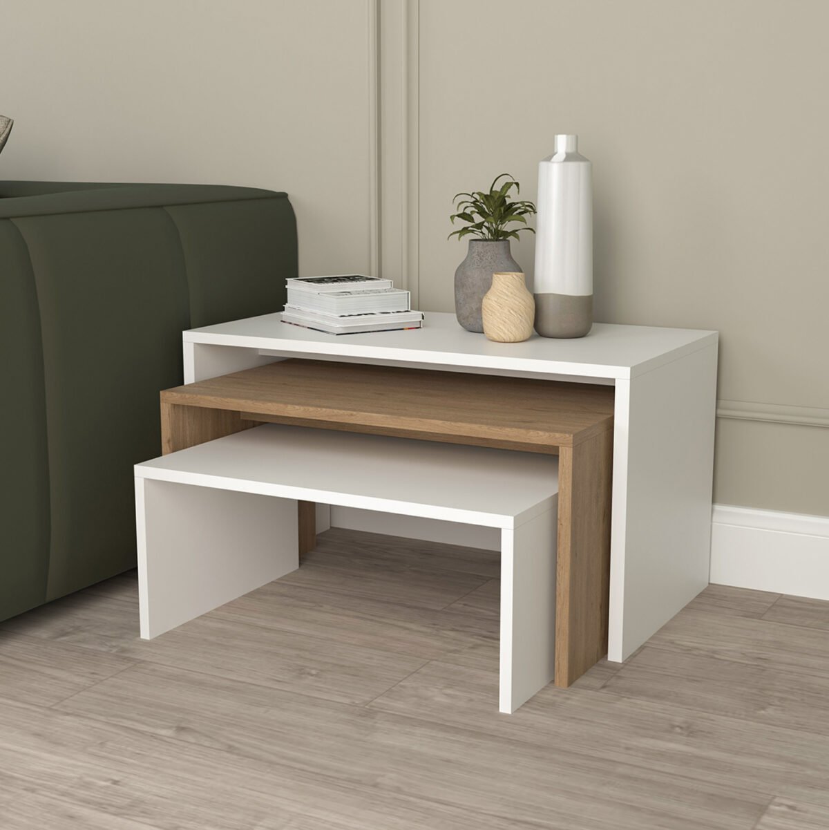 ΤΡΑΠΕΖΙ ΣΑΛΟΝΙΟΥ ΣΕΤ 3ΤΜΧ BENTIL HM9444.11 ΜΕΛΑΜΙΝΗ SONAMA-ΛΕΥΚΟ 65x35x45Υεκ - Image 6