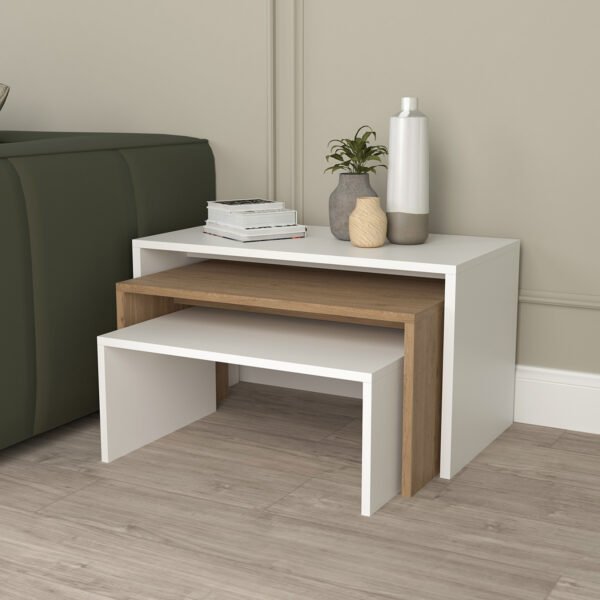 ΤΡΑΠΕΖΙ ΣΑΛΟΝΙΟΥ ΣΕΤ 3ΤΜΧ BENTIL HM9444.11 ΜΕΛΑΜΙΝΗ SONAMA-ΛΕΥΚΟ 65x35x45Υεκ - Image 6