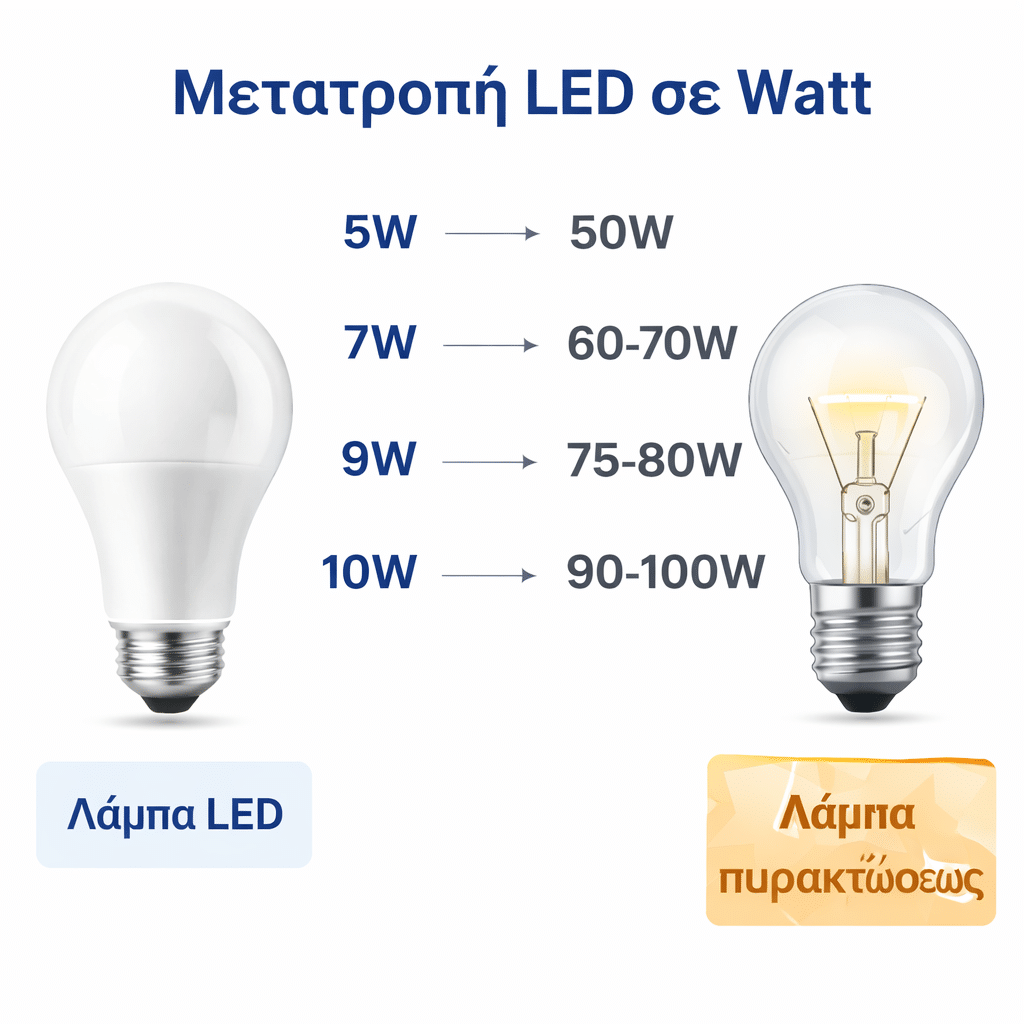 Μετατροπή LED σε Watt