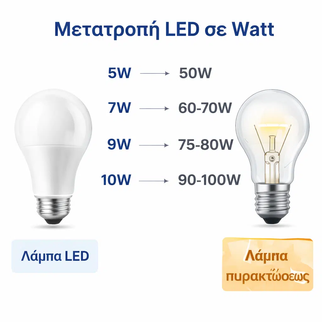 Μετατροπή LED σε Watt