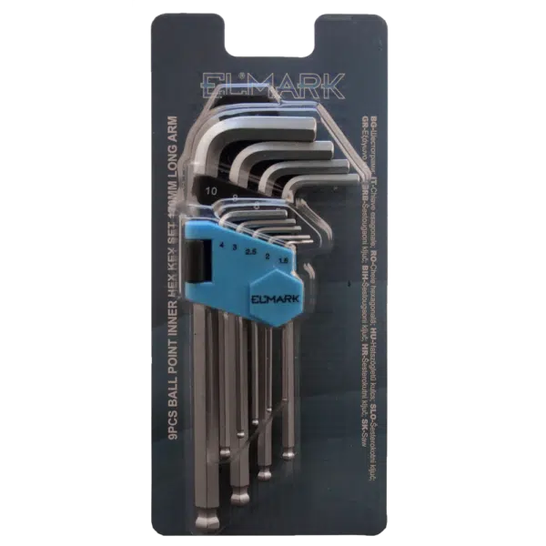 9PCS BALL POINT INNER HEX KEY SET 170mm LONG ARM