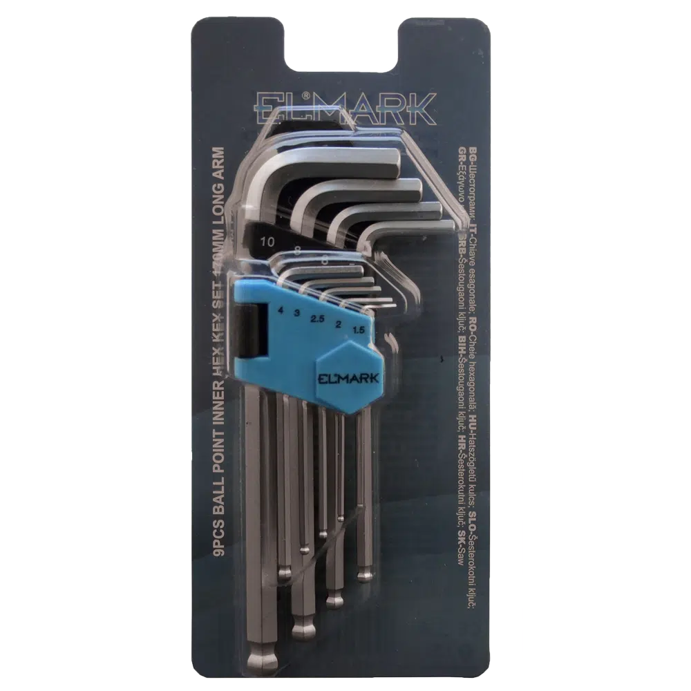 9PCS BALL POINT INNER HEX KEY SET 170mm LONG ARM