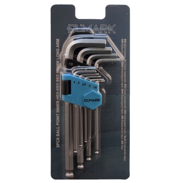 9PCS BALL POINT INNER HEX KEY SET 170mm LONG ARM