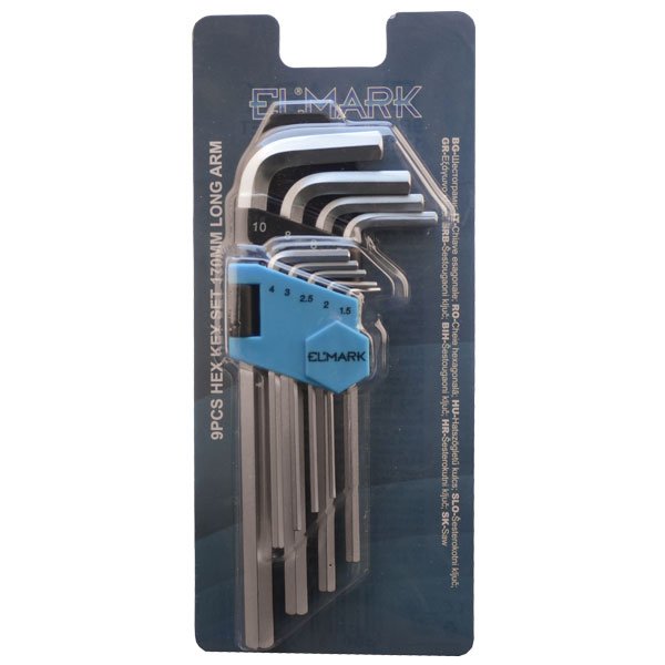 9PCS HEX KEY SET 170mm LONG ARM