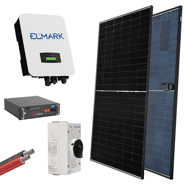 HYBR. SOLAR SYSTEM 1P/5kW 580W PANELS WITH BATT.