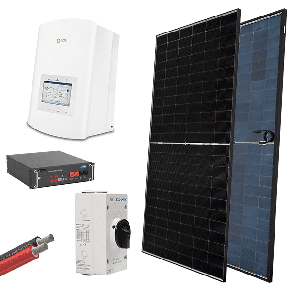 HYBR. SOLAR SYSTEM 1P/3.6kW 580W PANELS WITH BATT.