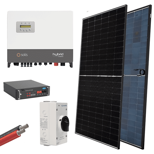HYBR. SOLAR SYSTEM 3P/6kW 580W PANELS WITH BATT.