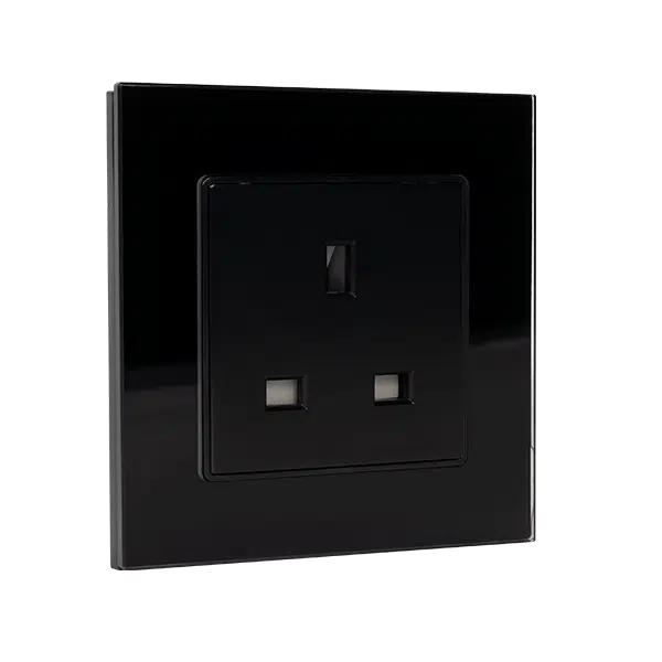 UK TYPE SOCKET 13A GLASS FRAME BLACK