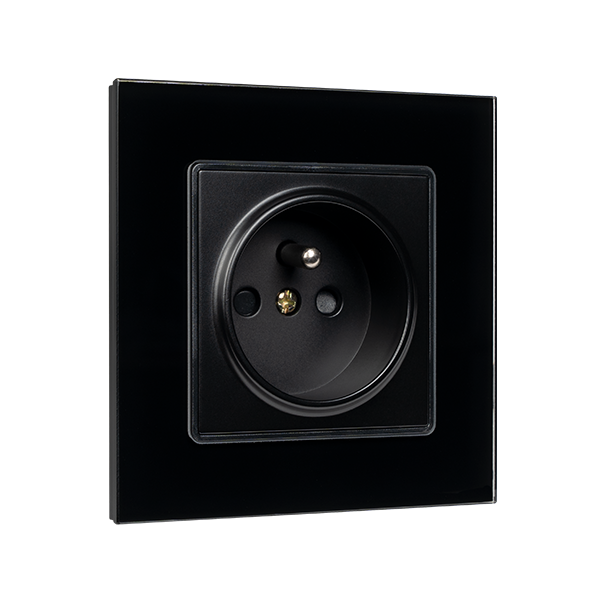 FRENCH TYPE SOCKET 16A GLASS FRAME BLACK