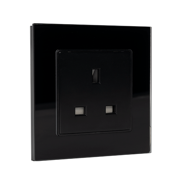 UK TYPE SOCKET 13A GLASS FRAME BLACK