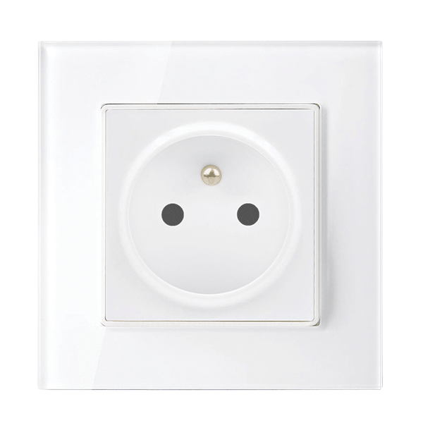 FRENCH TYPE SOCKET 16A GLASS FRAME WHITE+C. BOX