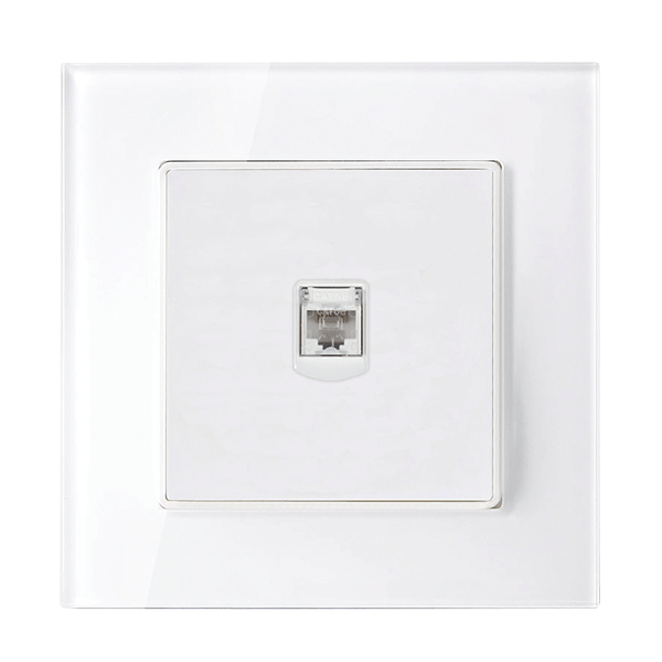 SINGLE LAN SOCKET GLASS FRAME WHITE