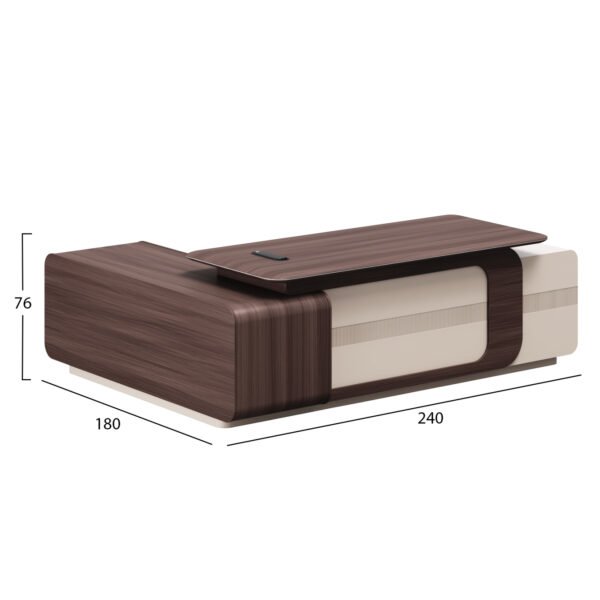 ΓΡΑΦΕΙΟ ΔΕΞΙΑ ΓΩΝΙΑ ΣΕΙΡΑ PRESIDENT HM2146R ΜΕΛΑΜΙΝΗ ΣΕ ΚΑΡΥΔΙ-ΜΠΕΖ 240x180x76Υεκ - Image 2