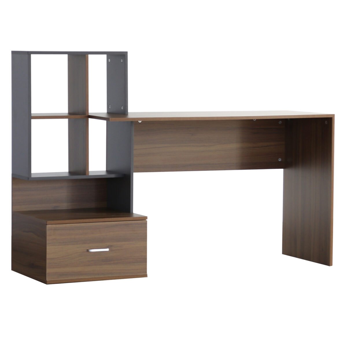 ΓΡΑΦΕΙΟ ΜΕΛΑΜΙΝΗΣ ΜΕ ΒΙΒΛΙΟΘΗΚΗ SYNDYA HM8993.01 ΚΑΡΥΔΙ -ΓΚΡΙ 149x48x105Y εκ. - Image 2