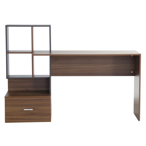 ΓΡΑΦΕΙΟ ΜΕΛΑΜΙΝΗΣ ΜΕ ΒΙΒΛΙΟΘΗΚΗ SYNDYA HM8993.01 ΚΑΡΥΔΙ -ΓΚΡΙ 149x48x105Y εκ. - Image 3