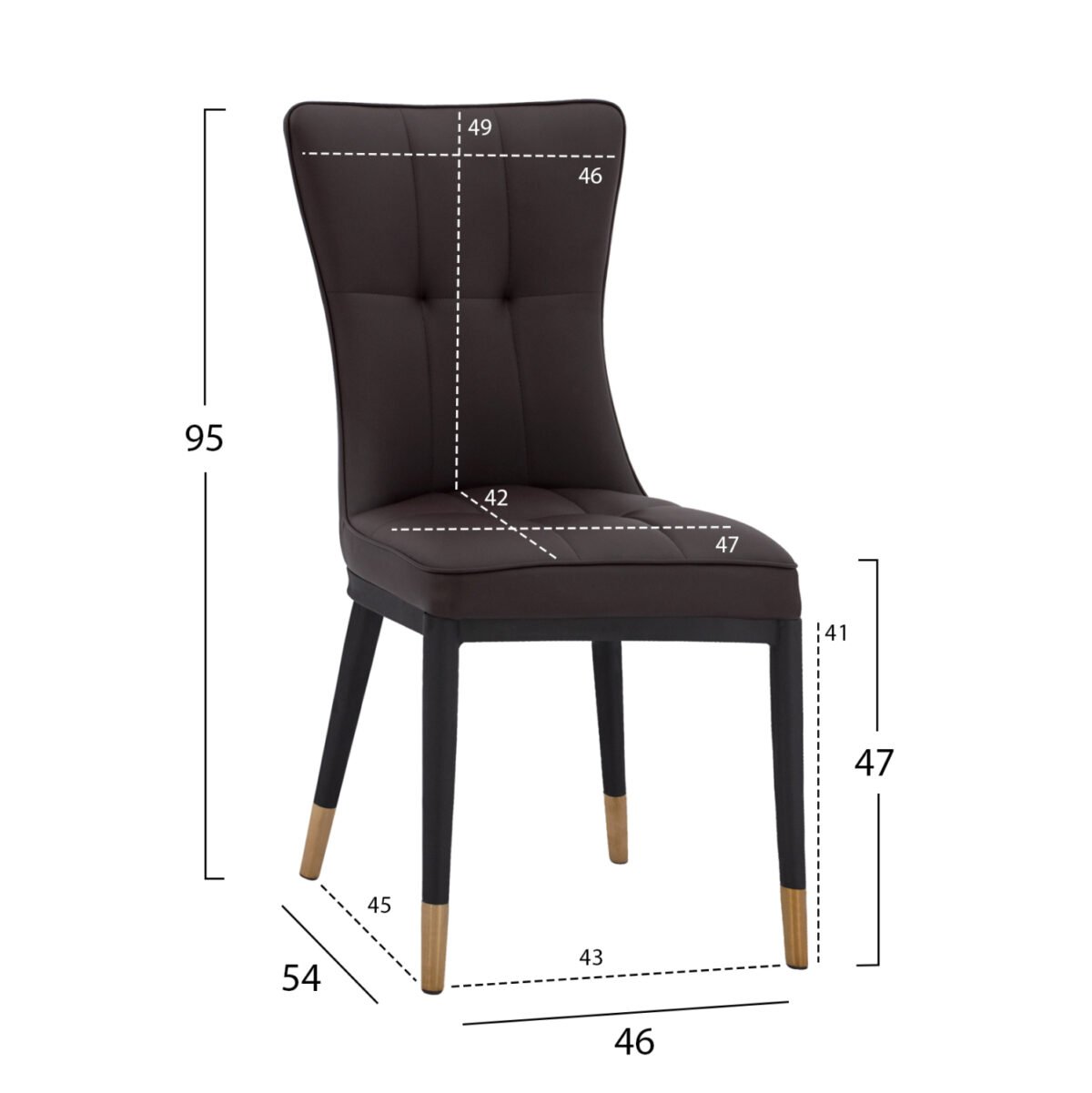 ΚΑΡΕΚΛΑ SAMMY ΜΕ ΚΑΦΕ PU & ΜΑΥΡΟ ΜΕΤΑΛΛΙΚΟ ΣΚΕΛΕΤΟ HM8722.12 46x54x95Υ εκ. - Image 2