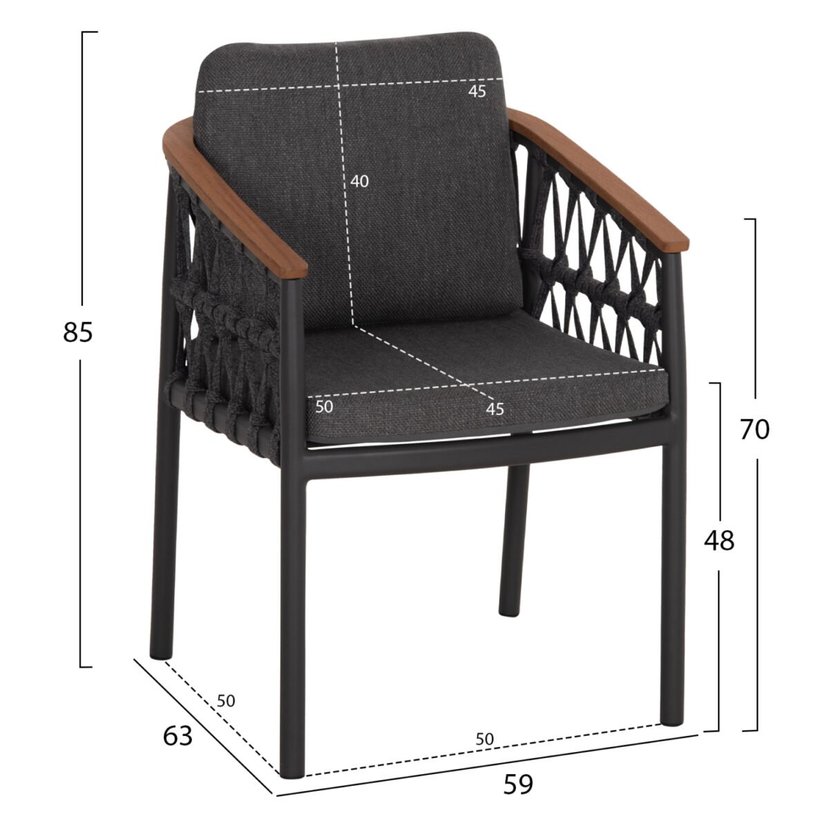 ΠΟΛΥΘΡΟΝΑ ΑΛΟΥΜΙΝΙΟΥ STREAM HM6427.01 ΣΚΟΥΡΟ ΓΚΡΙ ΣΧΟΙΝΙ & OLEFIN 59x63x85Υεκ. - Image 2
