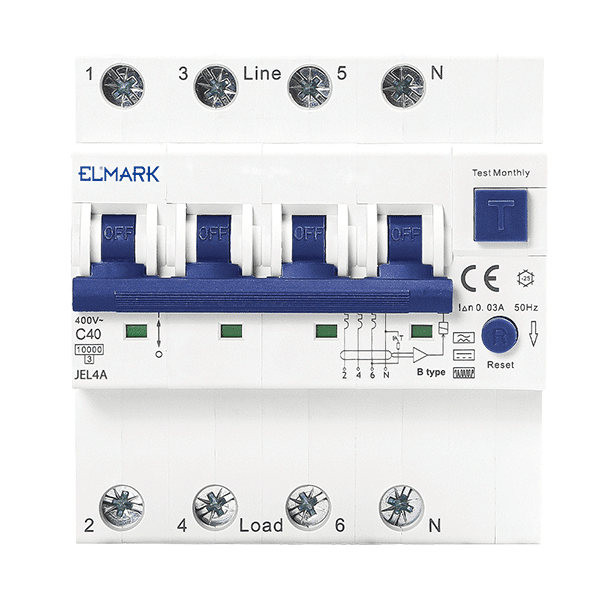 ΡΕΛΕ ΔΙΑΡΡΟΗΣ ΗΛΕΚΤΡΟΝΙΚΟ RCBO JEL4A 6kA 4P 16A/300mA