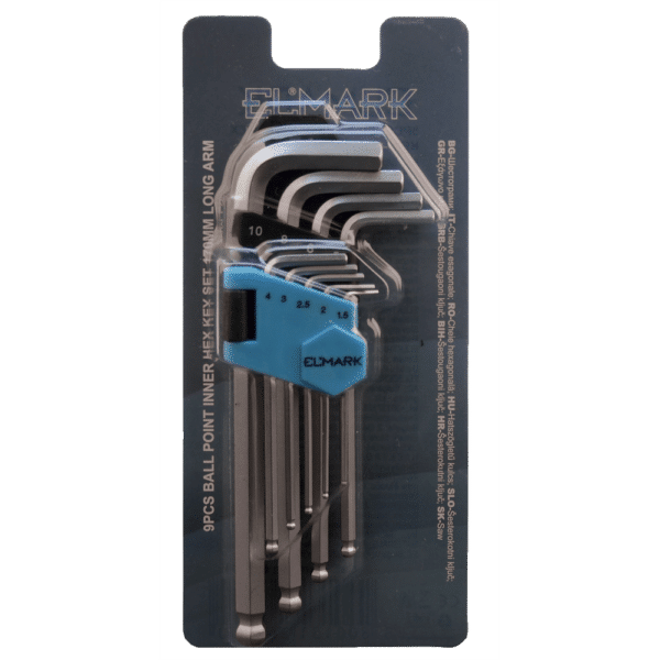 9PCS BALL POINT INNER HEX KEY SET 170mm LONG ARM