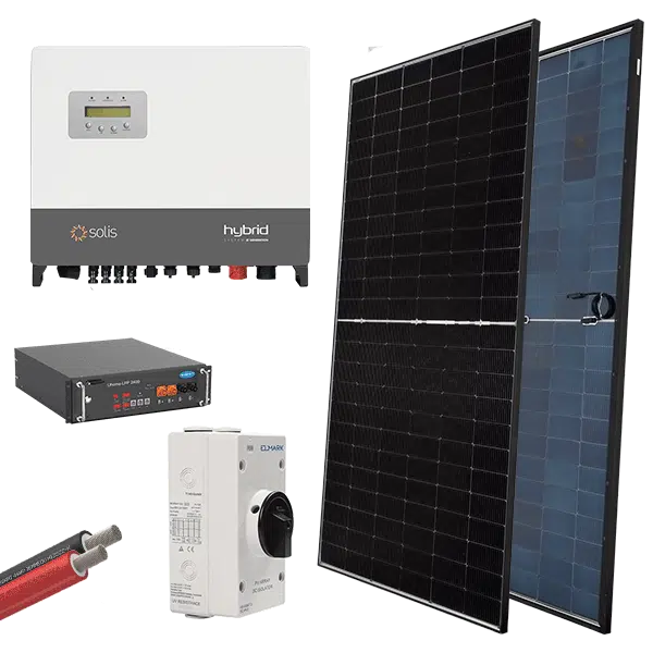 HYBR. SOLAR SYSTEM 3P/6kW 580W PANELS WITH BATT.