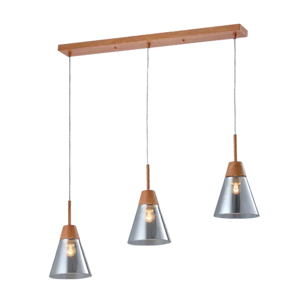 BRADLEY ΚΡΕΜΑΣΤΟ ΦΩΤΙΣΤΙΚΟ 3XE27 ΓΚΡΙ/ΞΥΛΟ