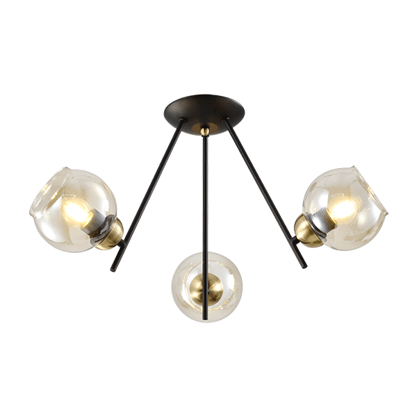 RICK ΠΟΛΥΦΩΤΟ 3XE27 ΜΑΥΡΟ MAT/ΜΠΡΟΝΖΕ