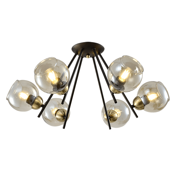 RICK ΠΟΛΥΦΩΤΟ 6XE27 ΜΑΥΡΟ MAT/ΜΠΡΟΝΖΕ