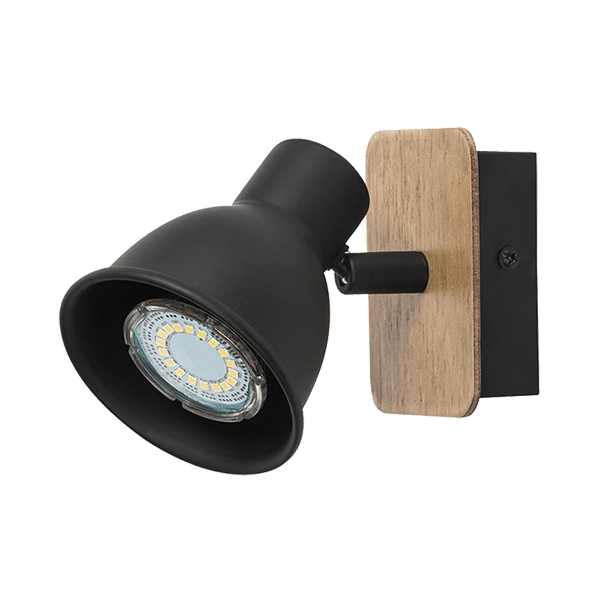 RIKO ΣΠΟΤ 1xGU10 ΜΑΥΡΟ/ΞΥΛΟ