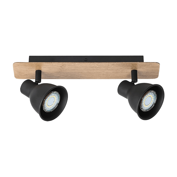 RIKO ΣΠΟΤ 2xGU10 ΜΑΥΡΟ/ΞΥΛΟ