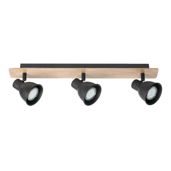 RIKO ΣΠΟΤ 3xGU10 ΜΑΥΡΟ/ΞΥΛΟ