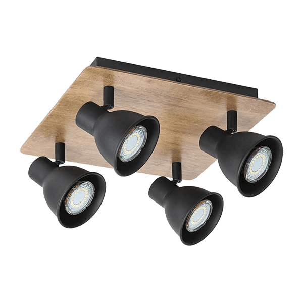 RIKO ΣΠΟΤ 4xGU10 ΜΑΥΡΟ/ΞΥΛΟ