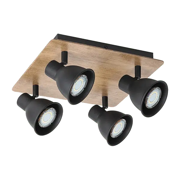 RIKO ΣΠΟΤ 4xGU10 ΜΑΥΡΟ/ΞΥΛΟ