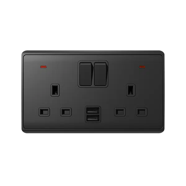 LONDON 2P DOUBLE SOCKET 2P  SWITCH NEON+USB AN