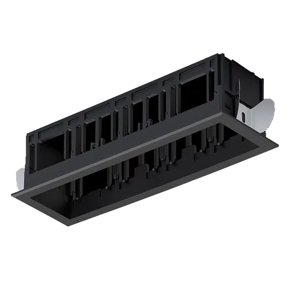 MODENA 4 MODULE RECESSED BOX WITH FRAME BLACK