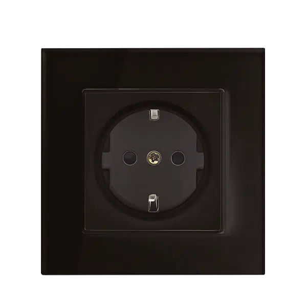 GERMAN TYPE SOCKET 16A GLASS FRAME BLACK+C. BOX
