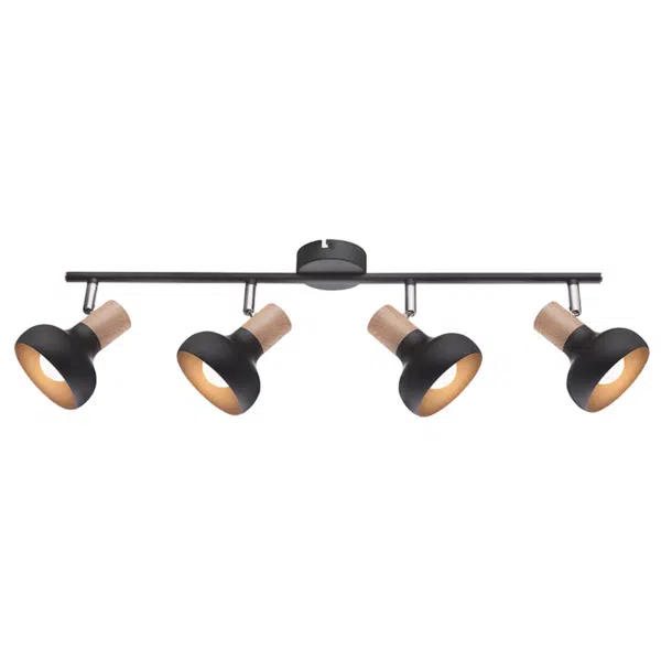 ADDY ΣΠΟΤ 4XE14 ΜΑΥΡΟ ΜΑΥΡΟ/ΞΥΛΟ