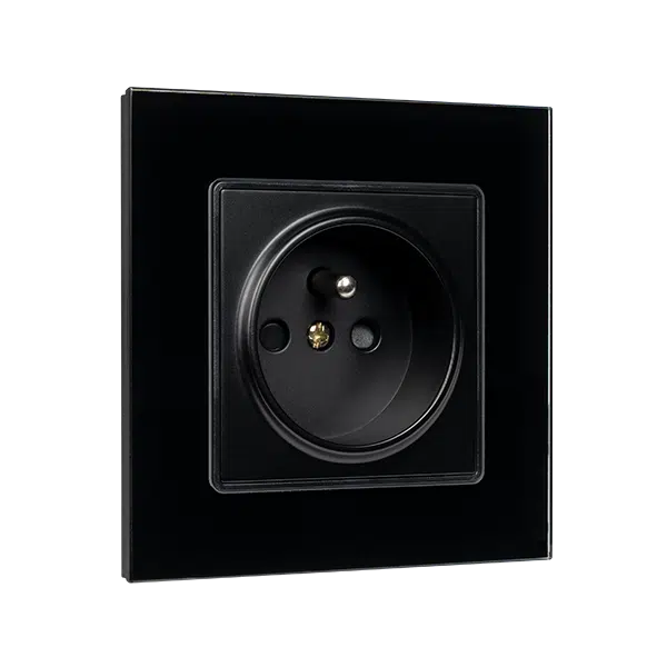 FRENCH TYPE SOCKET 16A GLASS FRAME BLACK+C. BOX