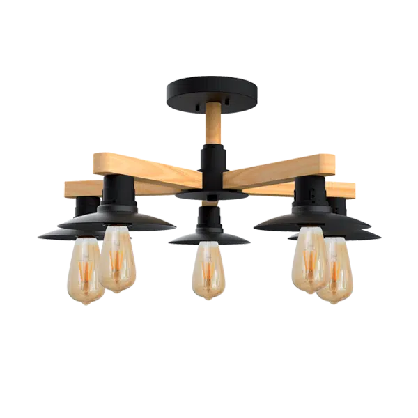 PHIL ΠΟΛΥΦΩΤΟ 5XE27 ΜΑΥΡΟ/ΞΥΛΟ