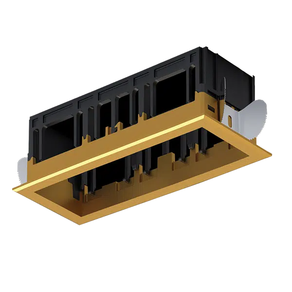 MODENA 3 MODULE RECESSED BOX WITH FRAME BRASS