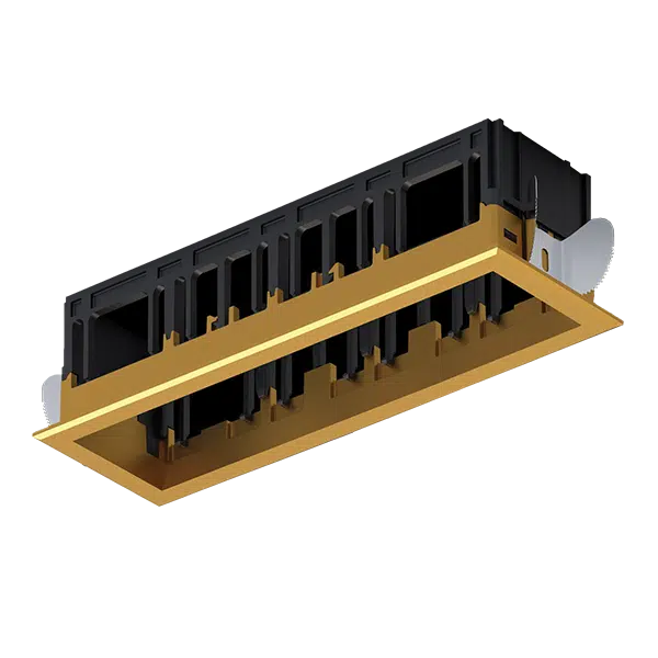 MODENA 4 MODULE RECESSED BOX WITH FRAME BRASS