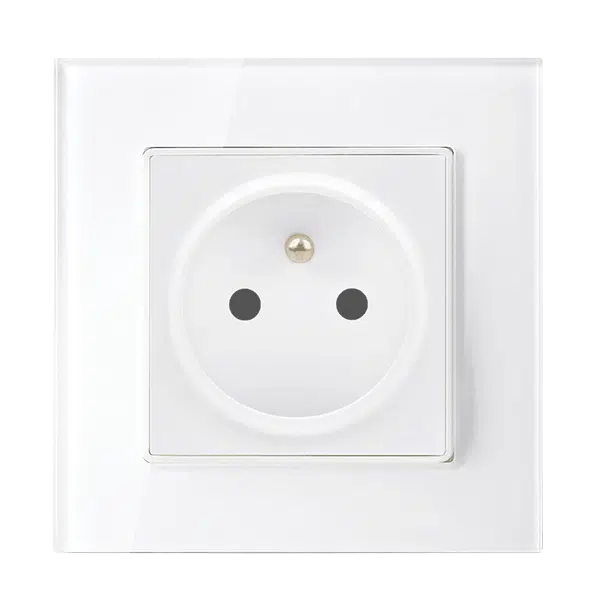FRENCH TYPE SOCKET 16A GLASS FRAME WHITE+C. BOX