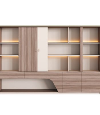 ΒΙΒΛΙΟΘΗΚΗ ΣΕΙΡΑ SUPERON HM2141 ΜΕΛΑΜΙΝΗ ΜΠΕΖ & ΦΥΣΙΚΟ--LED ΦΩΤΙΣΜΟΣ 300x40x200Υεκ