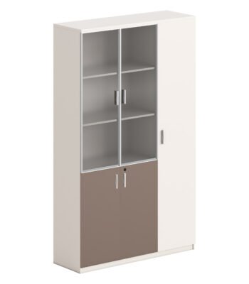 ΒΙΒΛΙΟΘΗΚΗ/ΝΤΟΥΛΑΠΙ NEWLINE HM18280 ΜΕΛΑΜΙΝΗ ΛΕΥΚΗ-ΑΝΟΙΧΤΟ ΚΑΦΕ--ΓΥΑΛΙ 120x40x200Υεκ