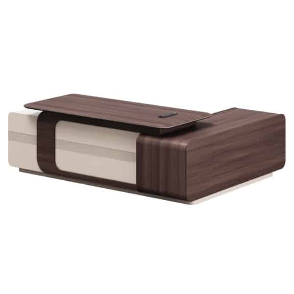 ΓΡΑΦΕΙΟ ΑΡΙΣΤΕΡΗ ΓΩΝΙΑ ΣΕΙΡΑ PRESIDENT HM2146L ΜΕΛΑΜΙΝΗ ΣΕ ΚΑΡΥΔΙ-ΜΠΕΖ 240x180x76Υεκ