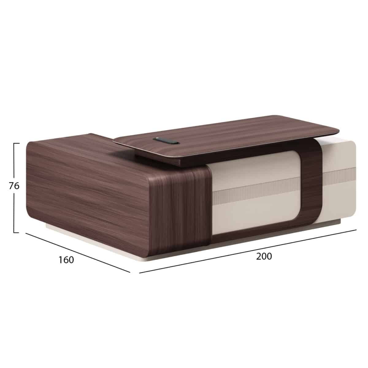 ΓΡΑΦΕΙΟ ΔΕΞΙΑ ΓΩΝΙΑ ΣΕΙΡΑ PRESIDENT HM2147R ΜΕΛΑΜΙΝΗ ΣΕ ΚΑΡΥΔΙ-ΜΠΕΖ 200x160x76Υεκ - Image 2