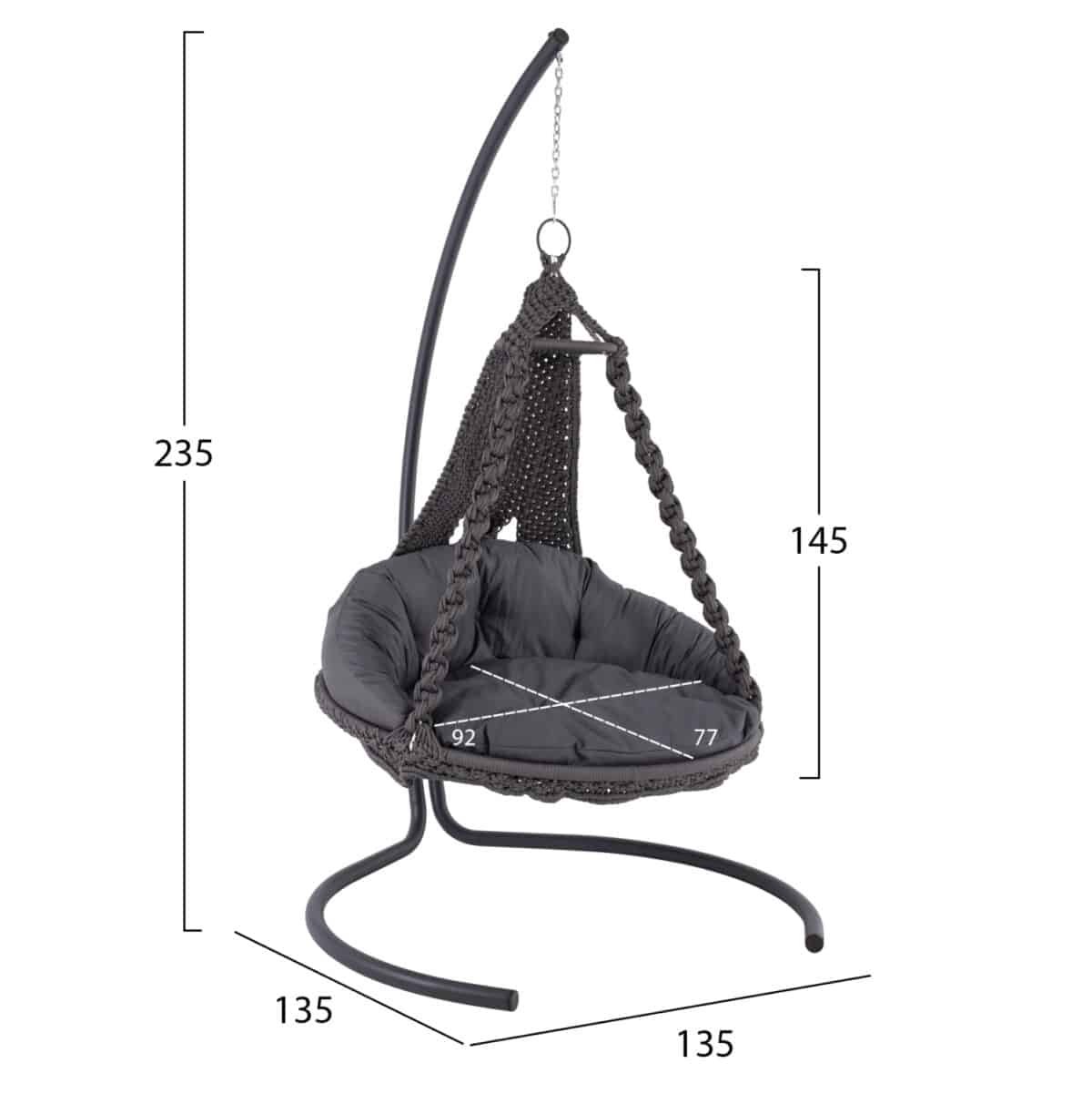 ΚΡΕΜΑΣΤΗ ΦΩΛΙΑ AUGUST ΜΑΚΡΑΜΕ-ΜΕΤΑΛΛΟ ΑΝΘΡΑΚΙ HM5922.10 123x113x145Υεκ. - Image 2