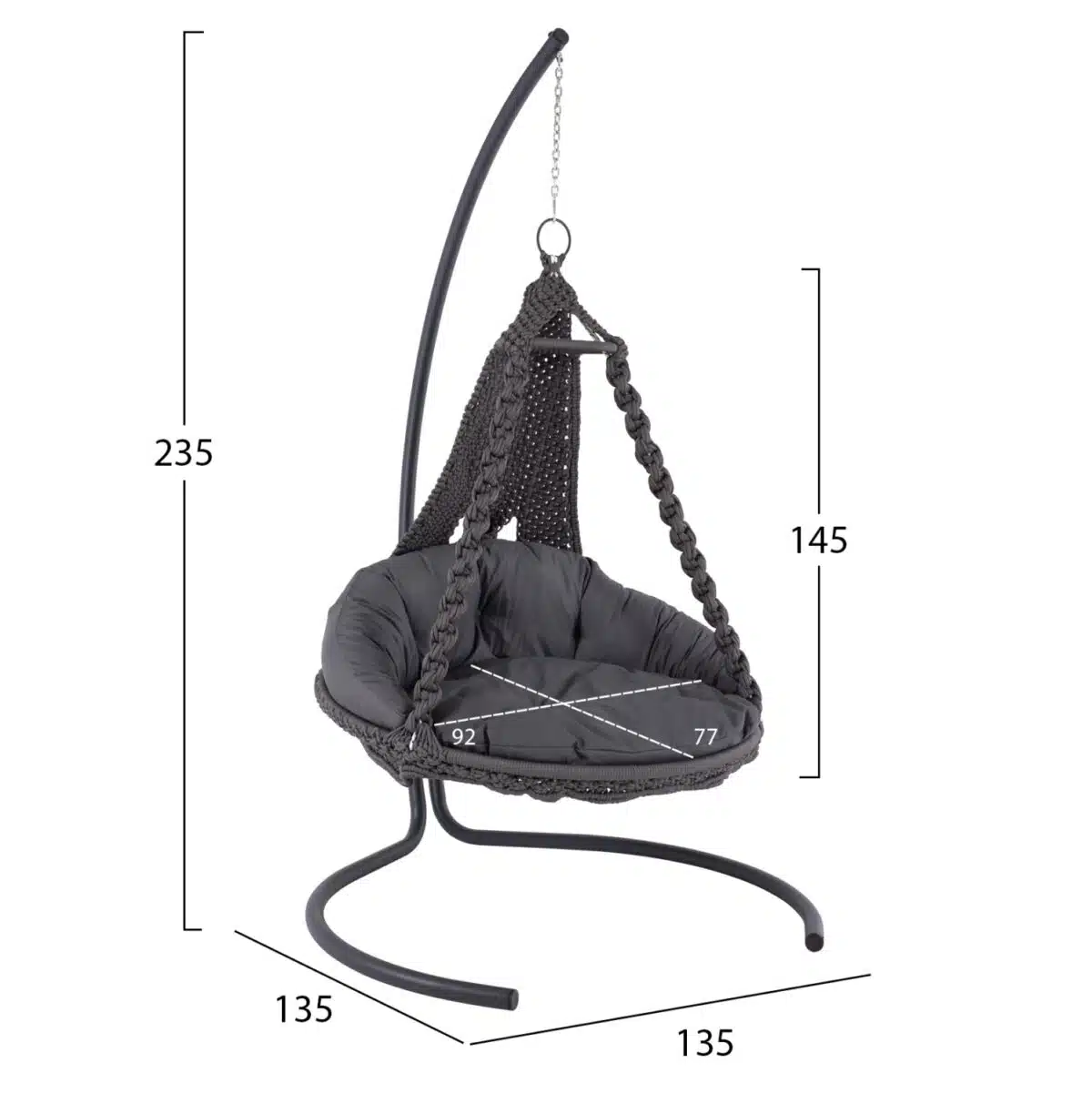 ΚΡΕΜΑΣΤΗ ΦΩΛΙΑ AUGUST ΜΑΚΡΑΜΕ-ΜΕΤΑΛΛΟ ΑΝΘΡΑΚΙ HM5922.10 123x113x145Υεκ. - Image 2