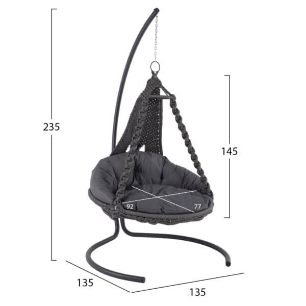 ΚΡΕΜΑΣΤΗ ΦΩΛΙΑ AUGUST ΜΑΚΡΑΜΕ-ΜΕΤΑΛΛΟ ΑΝΘΡΑΚΙ HM5922.10 123x113x145Υεκ. - Image 2