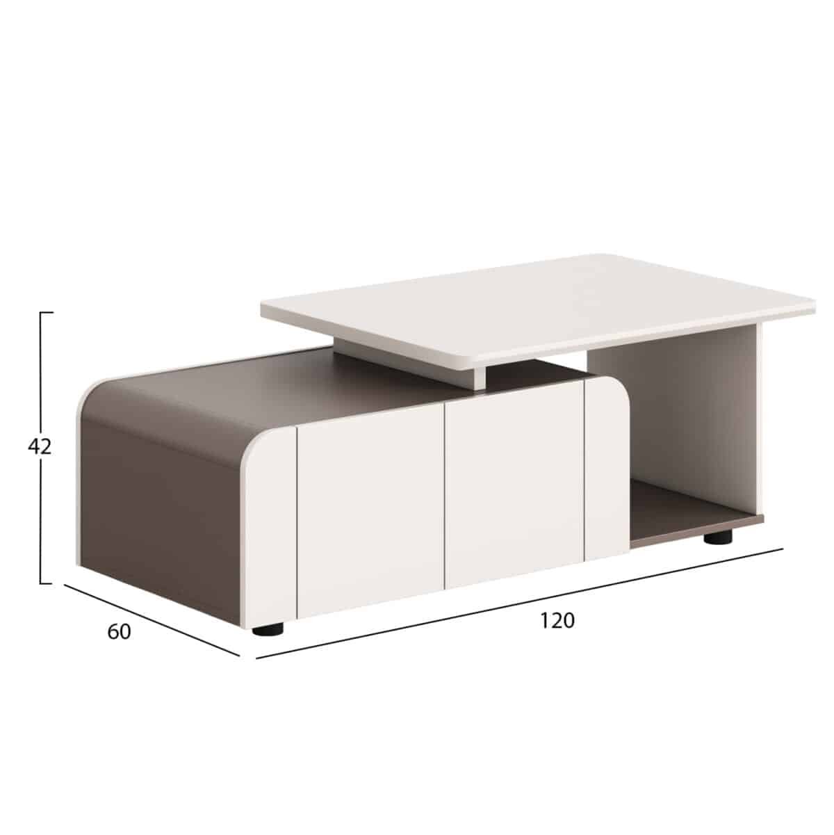 ΝΤΟΥΛΑΠΙ ΓΡΑΦΕΙΟΥ ΣΕΙΡΑ NEWLINE HM18285 ΜΕΛΑΜΙΝΗ ΣΕ ΚΡΕΜ-ΑΝΟΙΧΤΟ ΚΑΦΕ 120x60x42Υεκ - Image 2