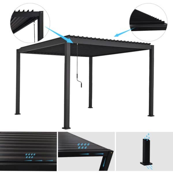 ΒΙΟΚΛΙΜΑΤΙΚΗ ΠΕΡΓΚΟΛΑ ΑΛΟΥΜΙΝΙΟΥ DOMECIL HM6611.01 ΜΕ ΜΕΤΑΛ. ΠΕΡΣΙΔΕΣ--300x300x240Υ - Image 3